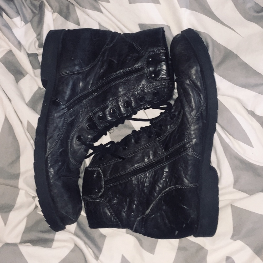 LEATHER COMBAT BOOTS - Picture 1 of 5